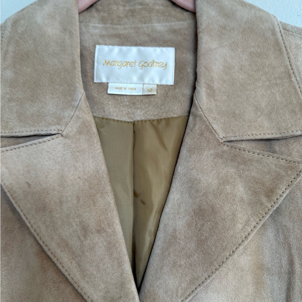 Vintage Tan Suede Women's Trench Coat - Picture 3 of 6